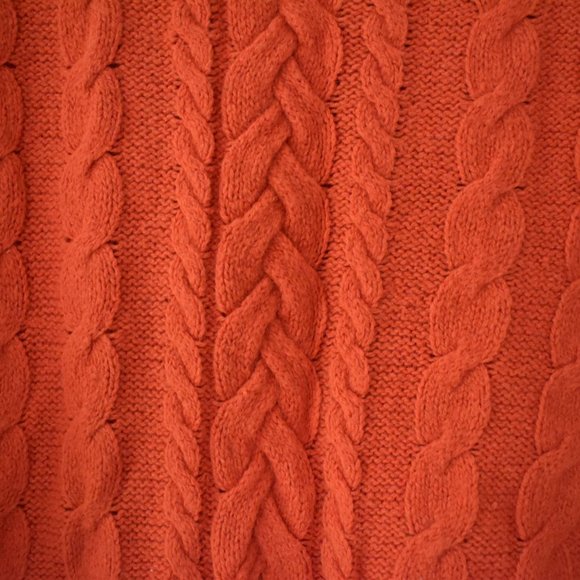 Banana Republic orange cable knit short sleeve sweater size large in wool - Picture 4 of 4